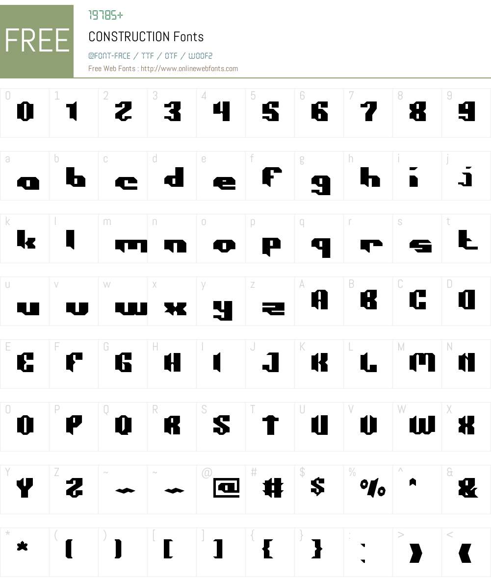 CONSTRUCTION Font Screenshots