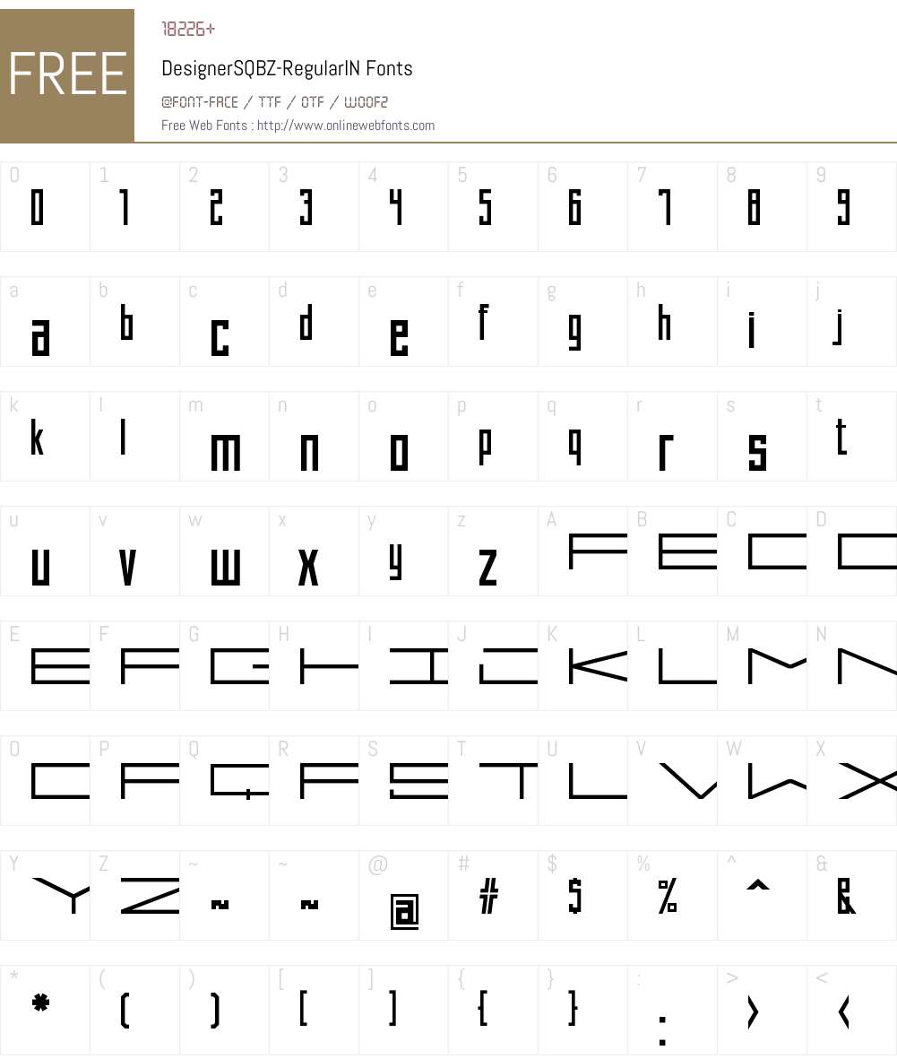 DesignerSQBZ Font Screenshots