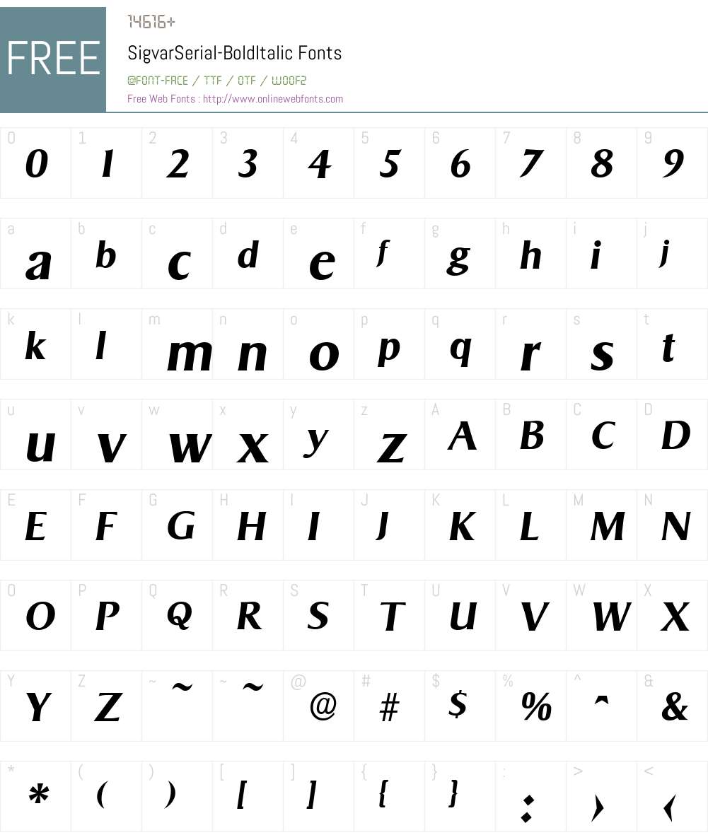 SigvarSerial Font Screenshots