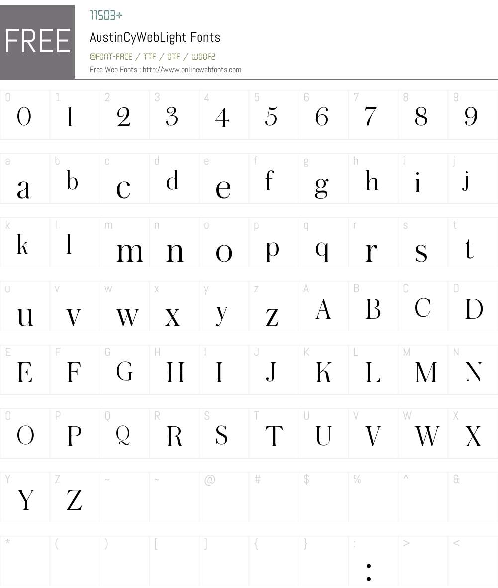 Austin Cy Web Light Font Screenshots
