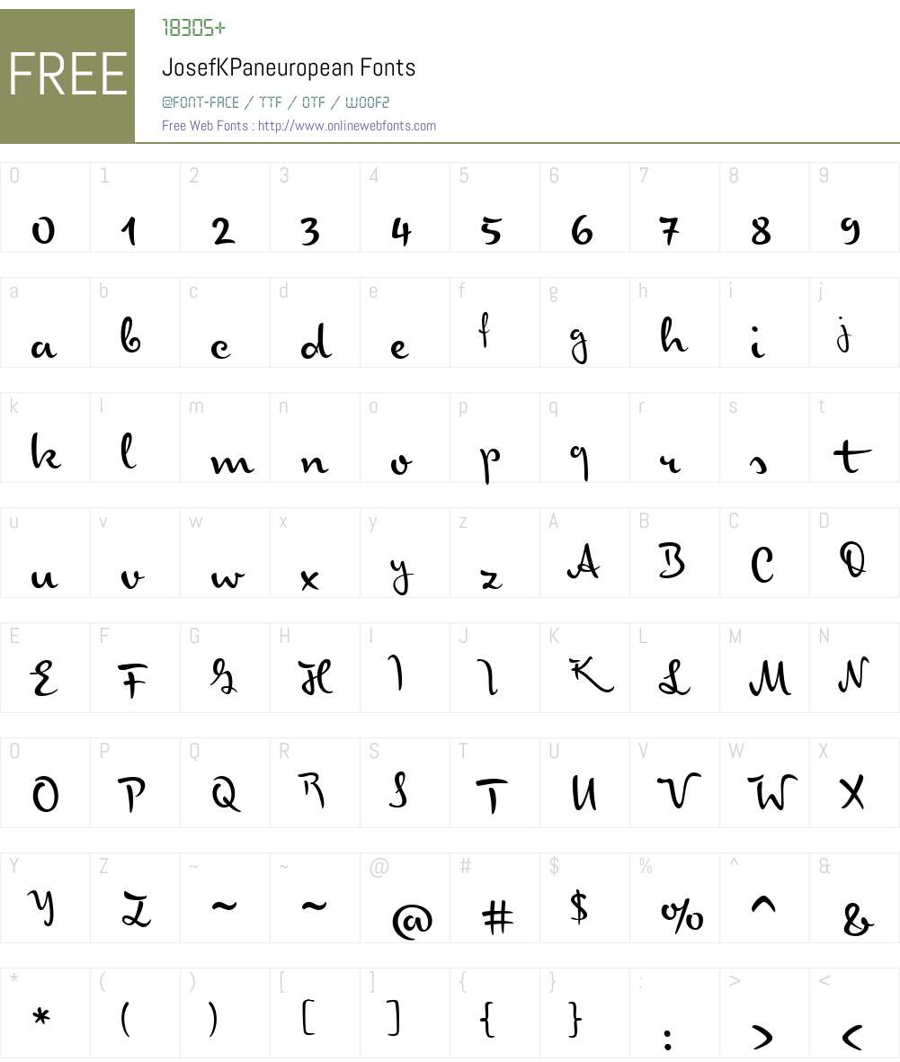 JosefKPaneuropean Font Screenshots