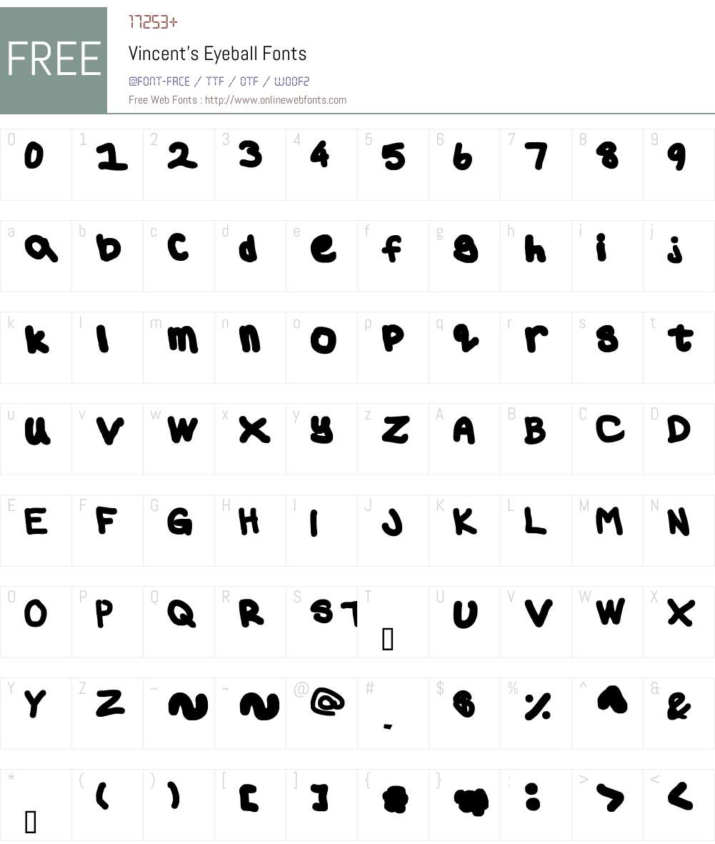 Vincent's Eyeball Font Screenshots