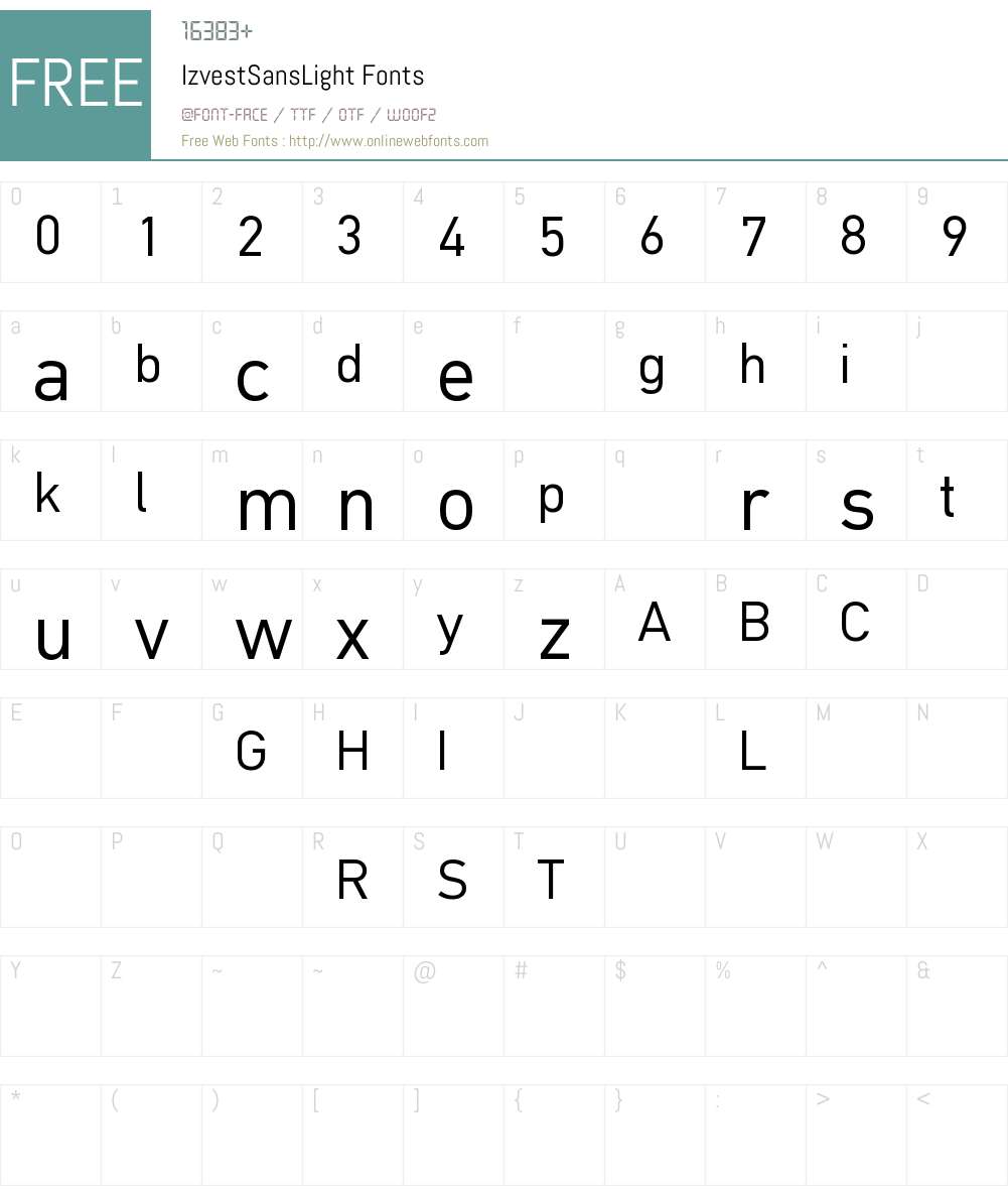 IzvestSansLight Font Screenshots