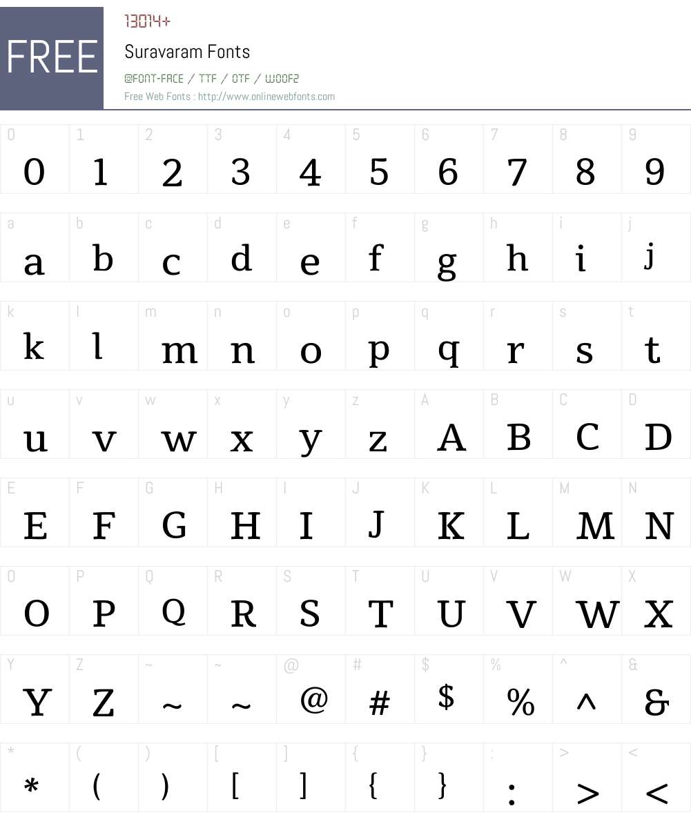 Suravaram Font Screenshots