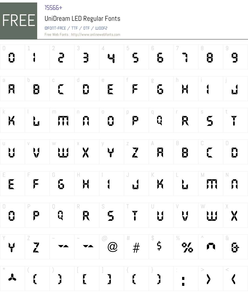 UniDreamLED Font Screenshots