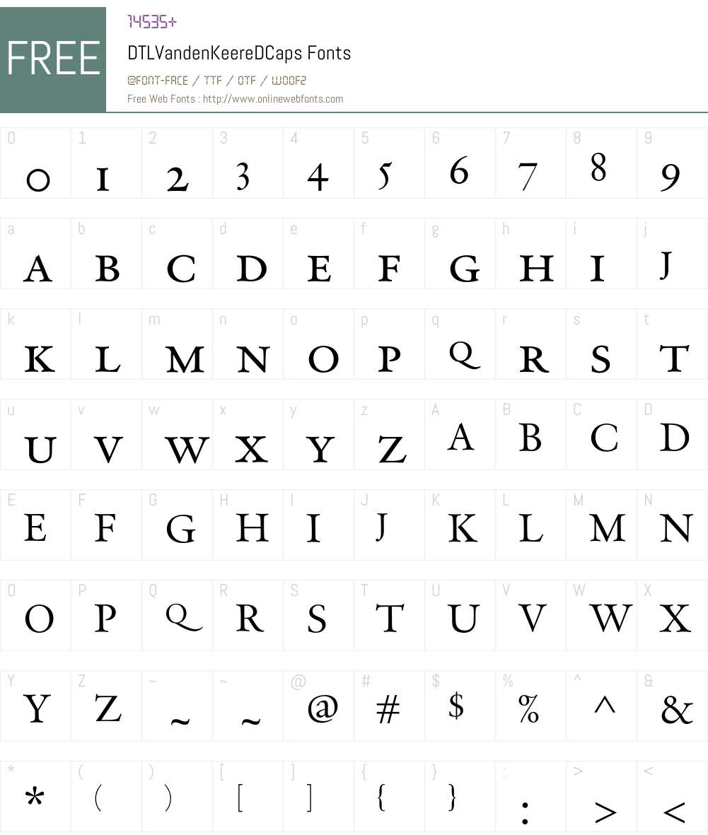 DTLVandenKeereDCaps Font Screenshots