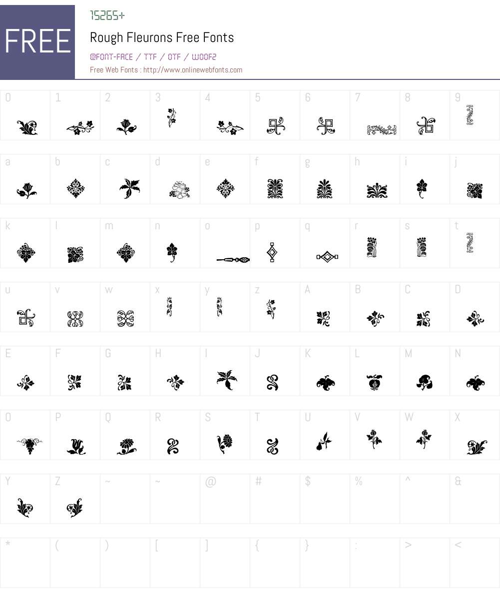 Rough Fleurons Free Font Screenshots