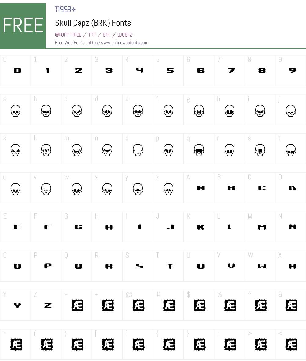 Skull Capz (BRK) Font Screenshots