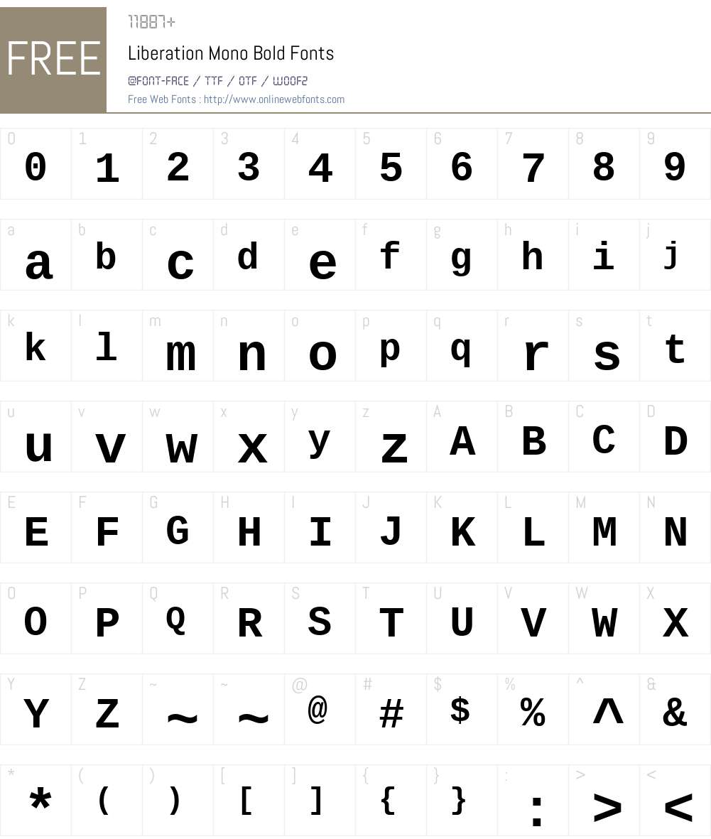 Liberation Mono Font Screenshots