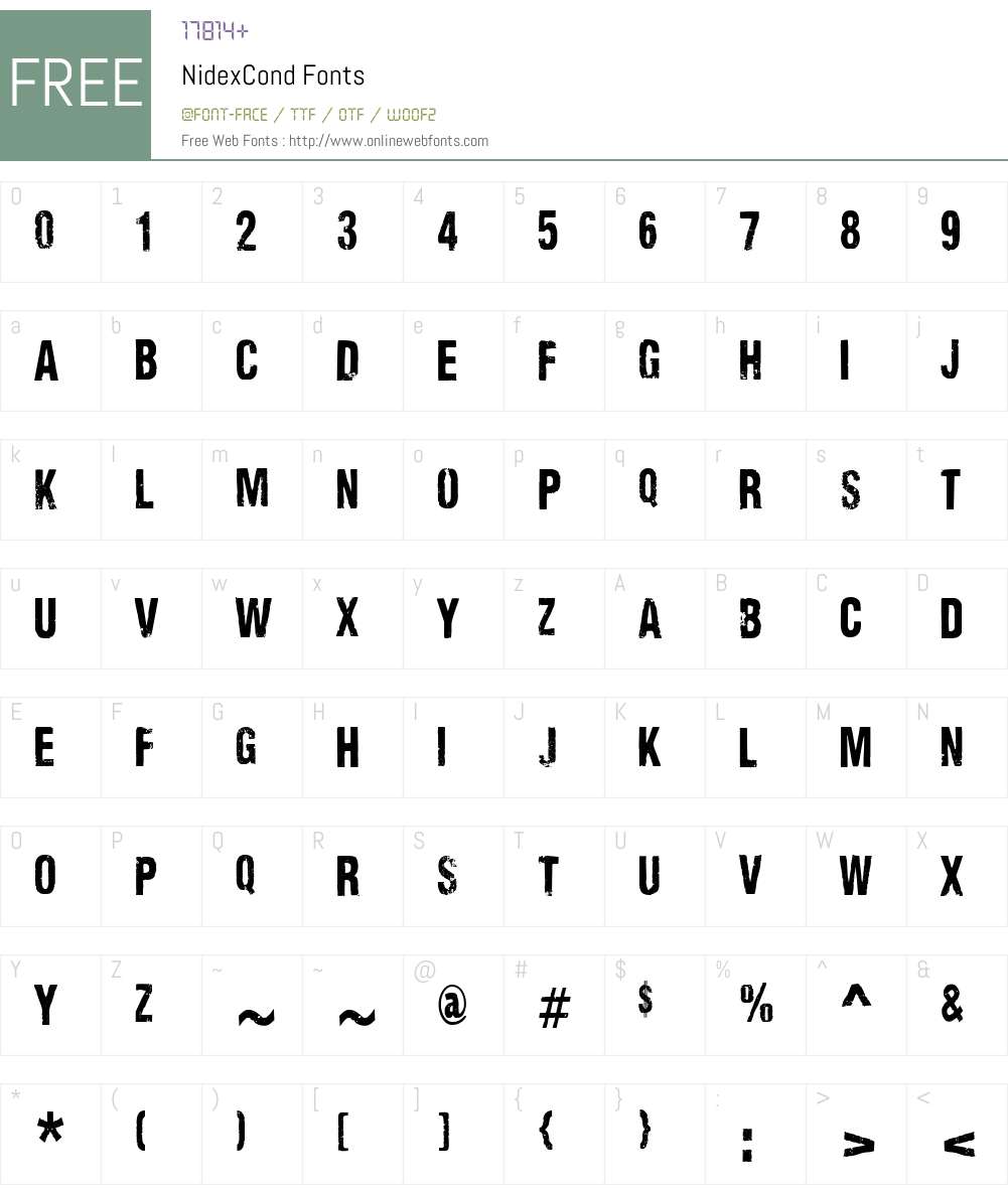 NidexCond Font Screenshots