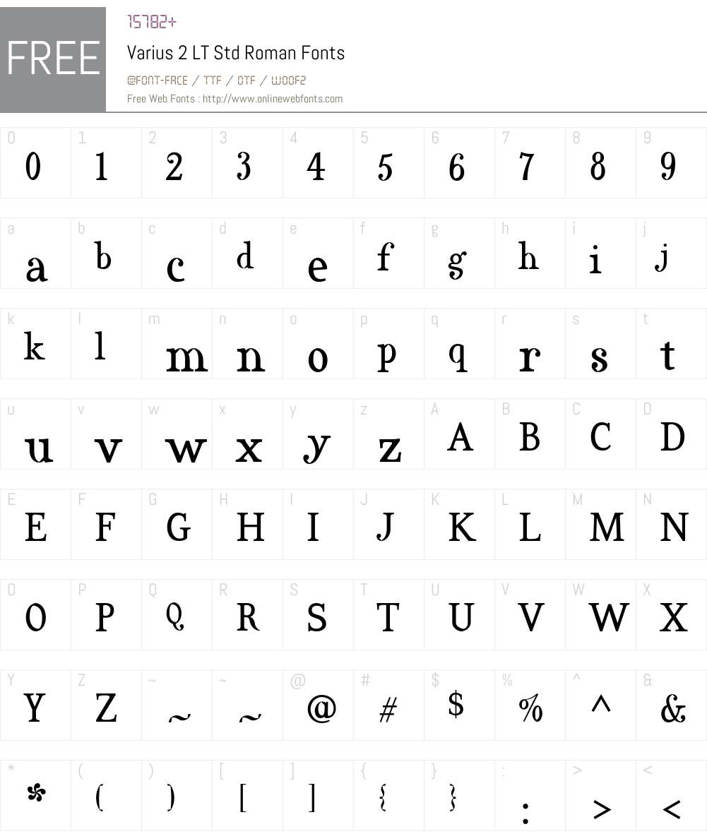 Varius 2 LT Std Font Screenshots