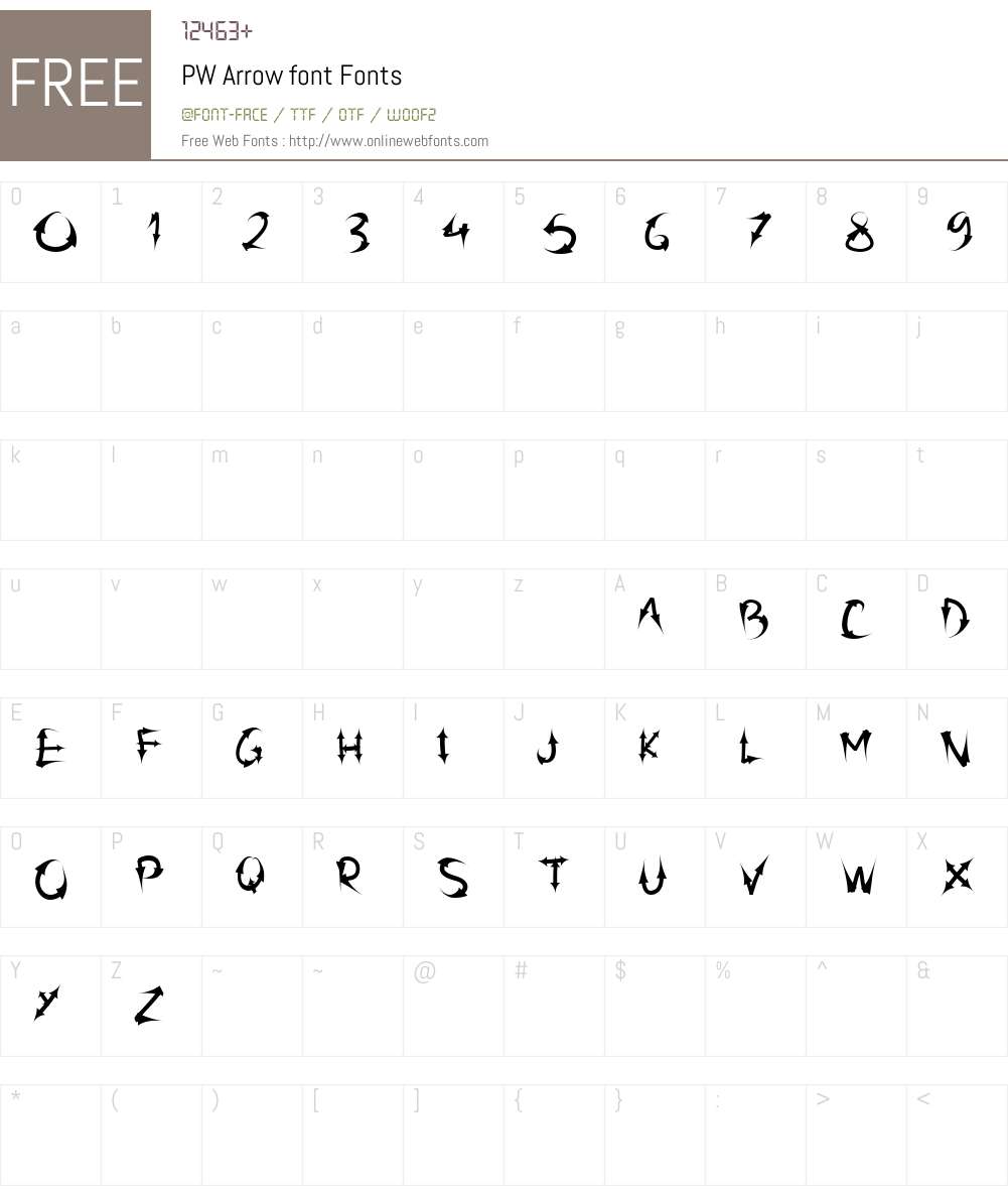 PW Arrow font Font Screenshots