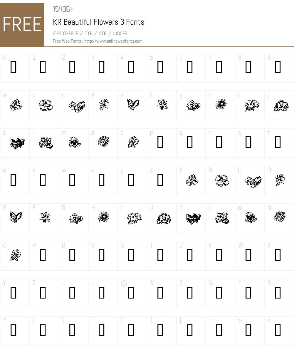 KR Beautiful Flowers 3 Font Screenshots