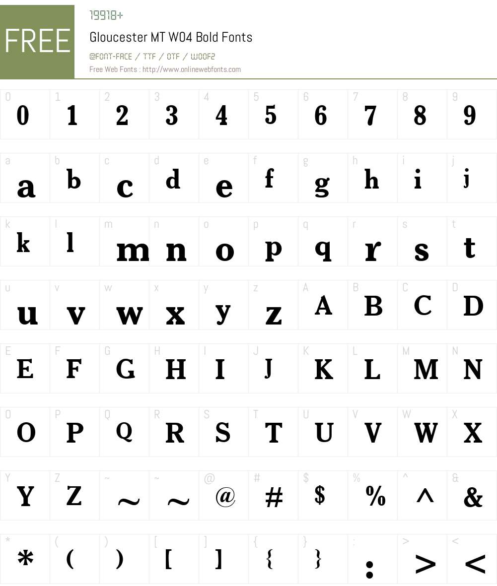 Gloucester Font Screenshots