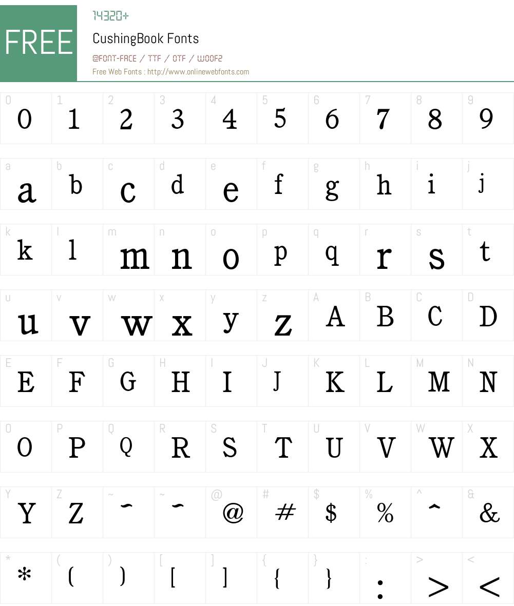 Cushing Font Screenshots
