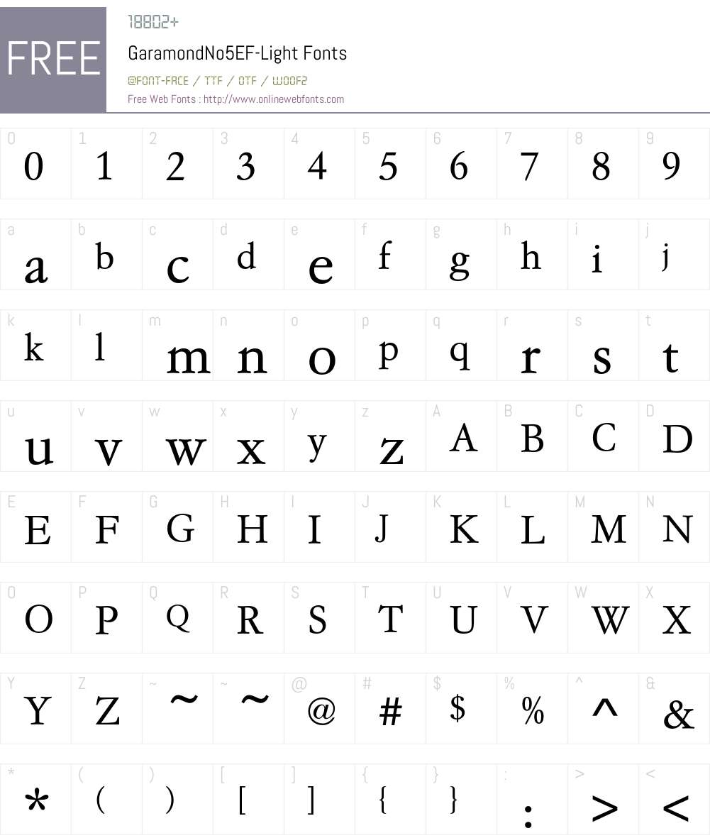 GaramondNo5EF-Light Font Screenshots
