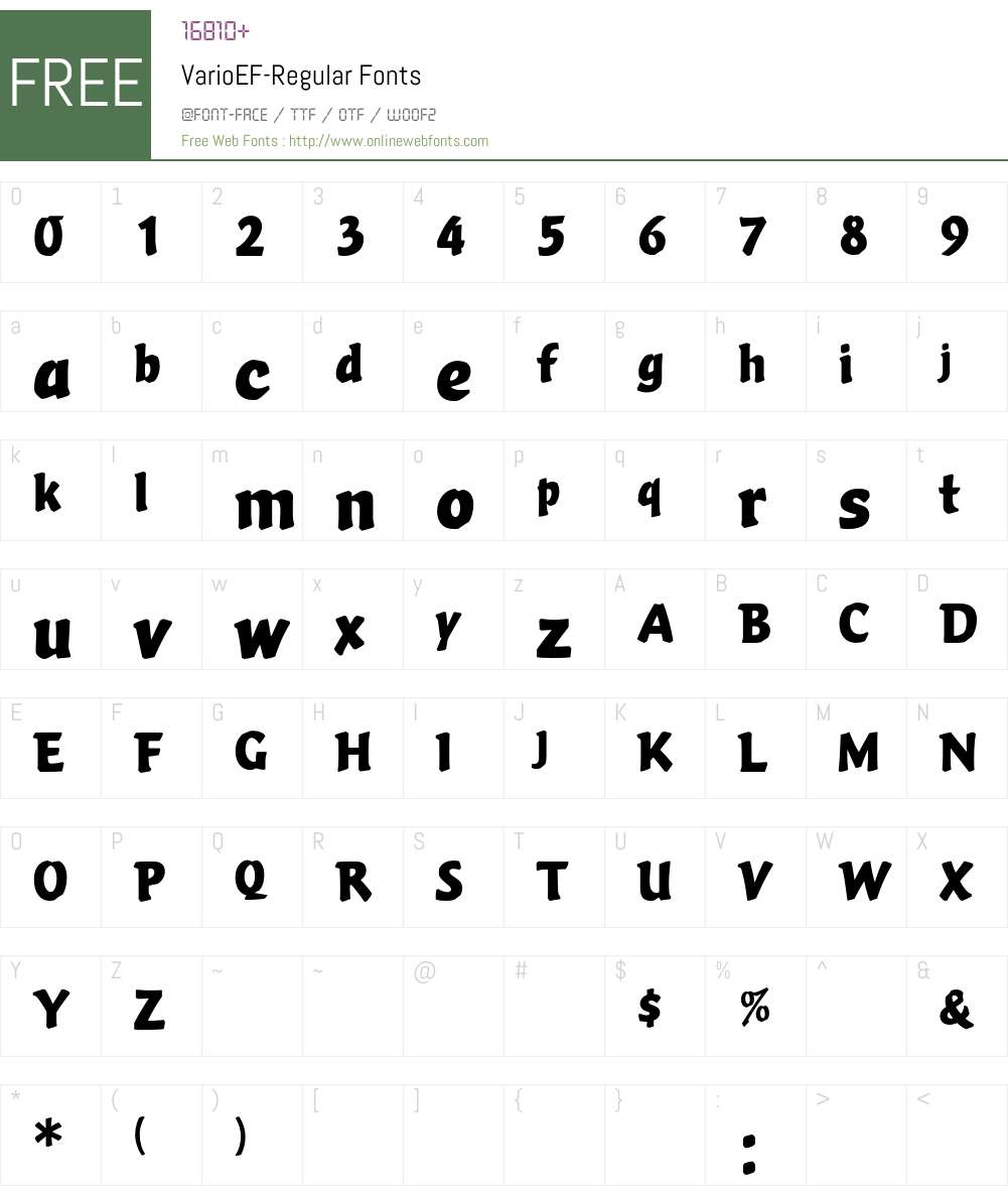 VarioEF-Regular Font Screenshots