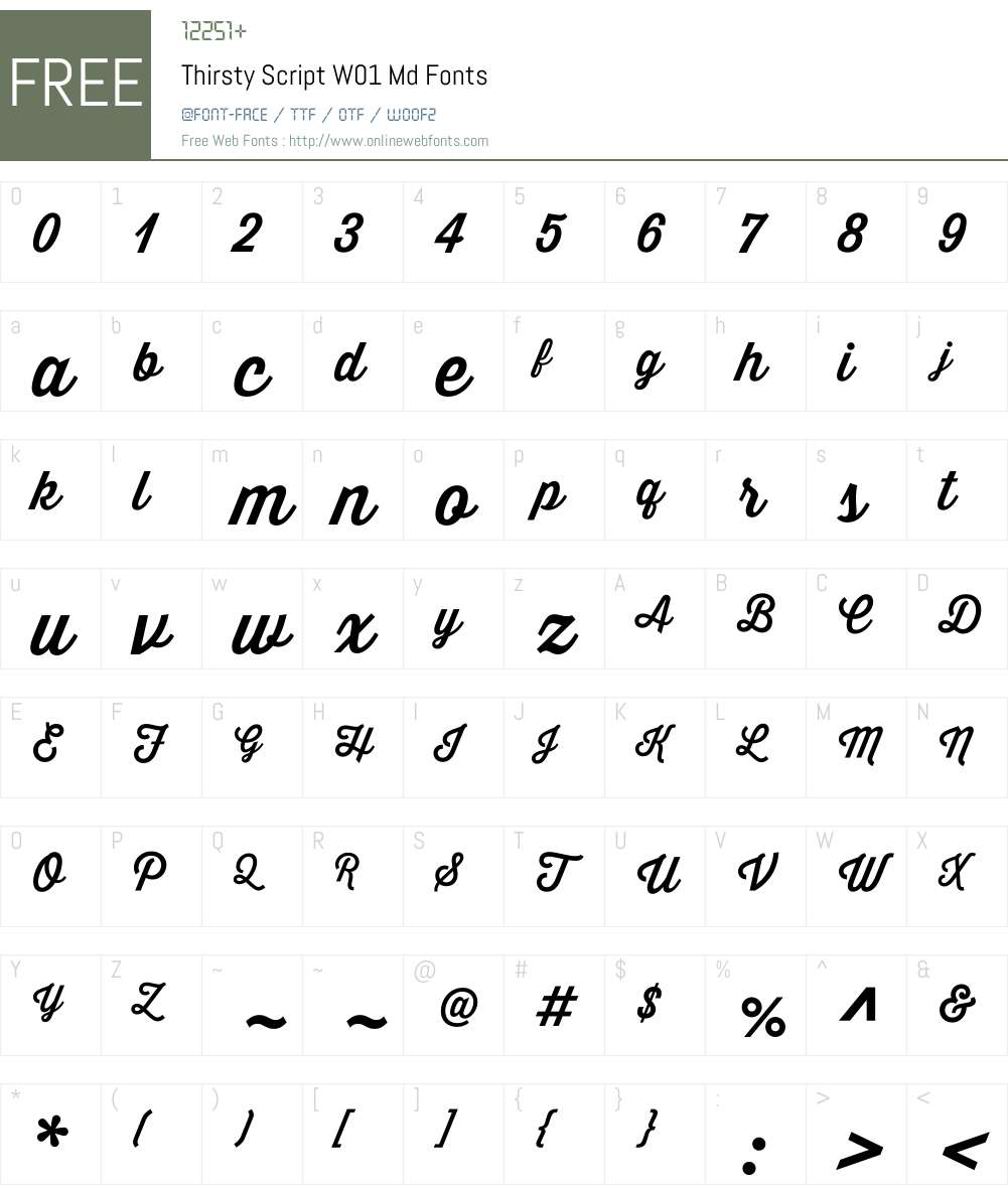 ThirstyScriptW01-Md Font Screenshots