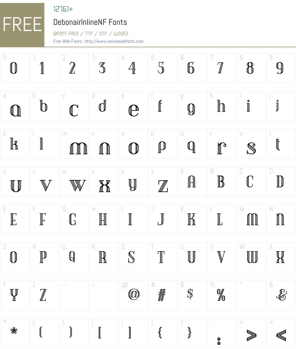 Debonair Inline NF Font Screenshots