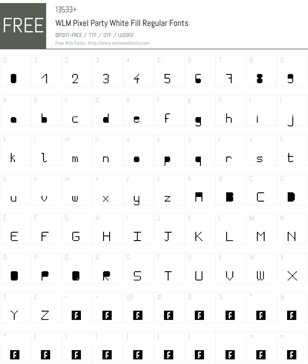 WLM Pixel Party White Fill Font Screenshots