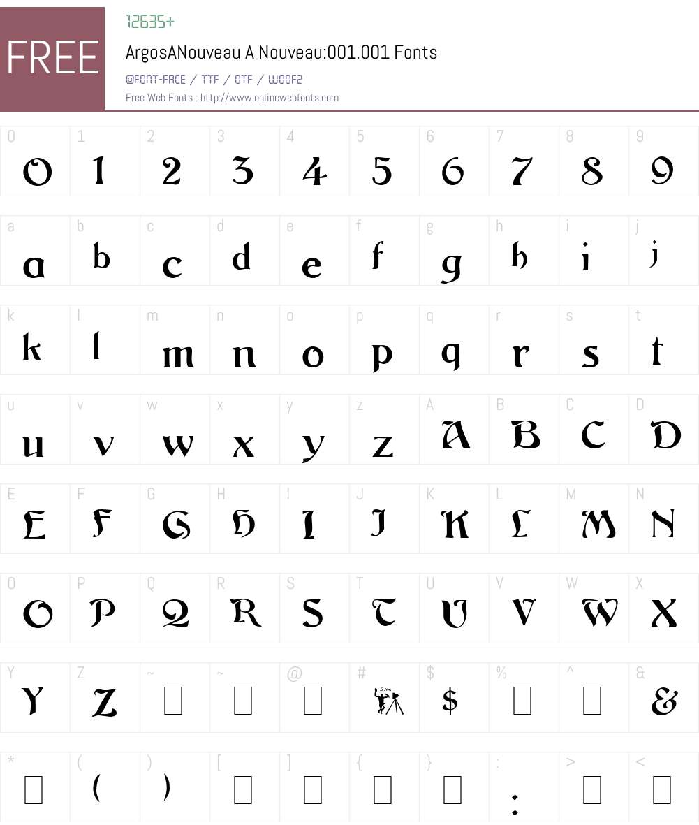 ArgosANouveau Font Screenshots