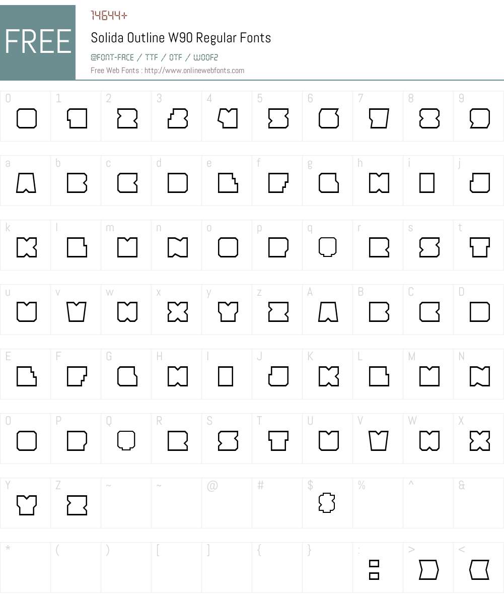 SolidaOutlineW90-Regular Font Screenshots
