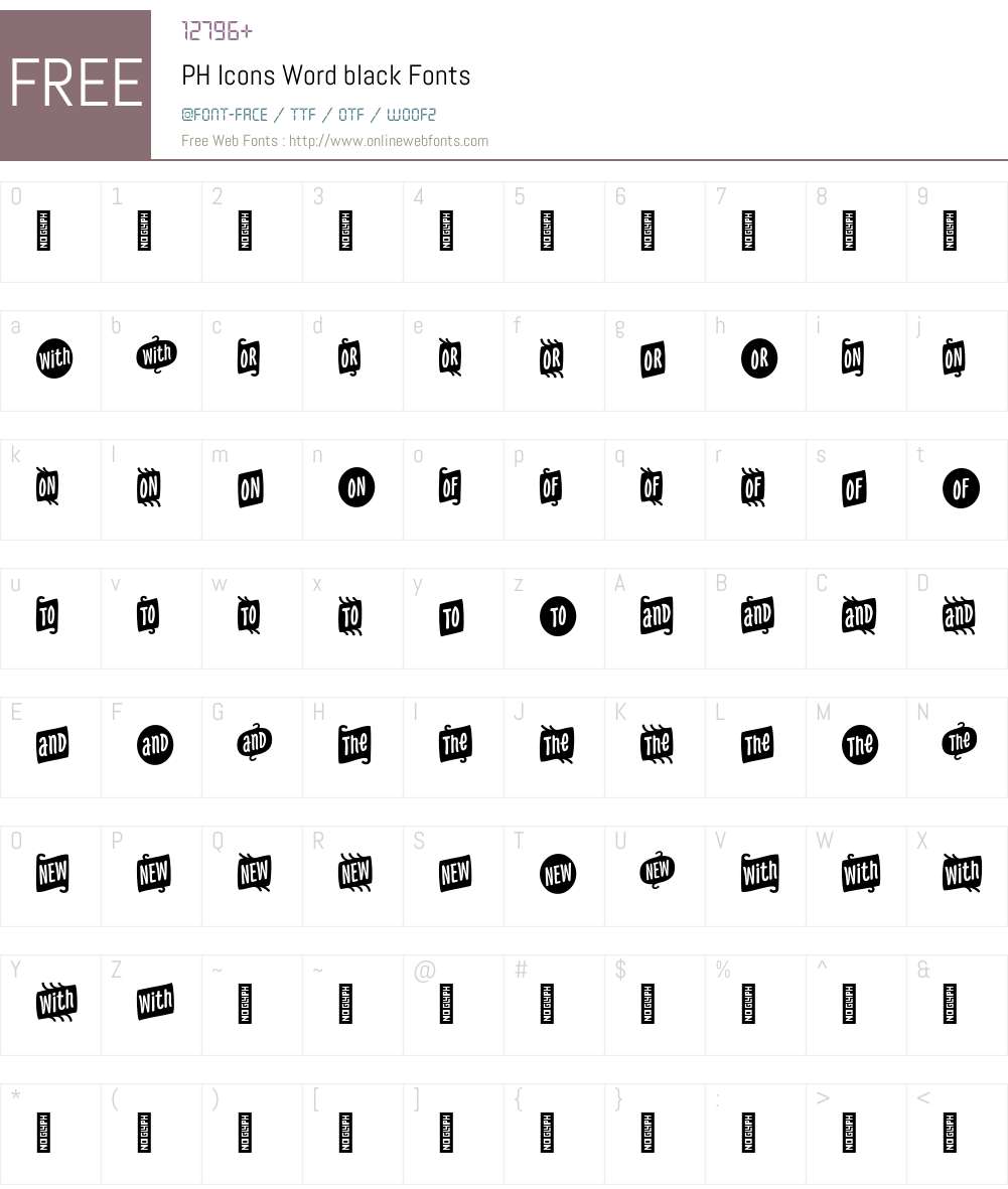 PH-IconsWordblack Font Screenshots