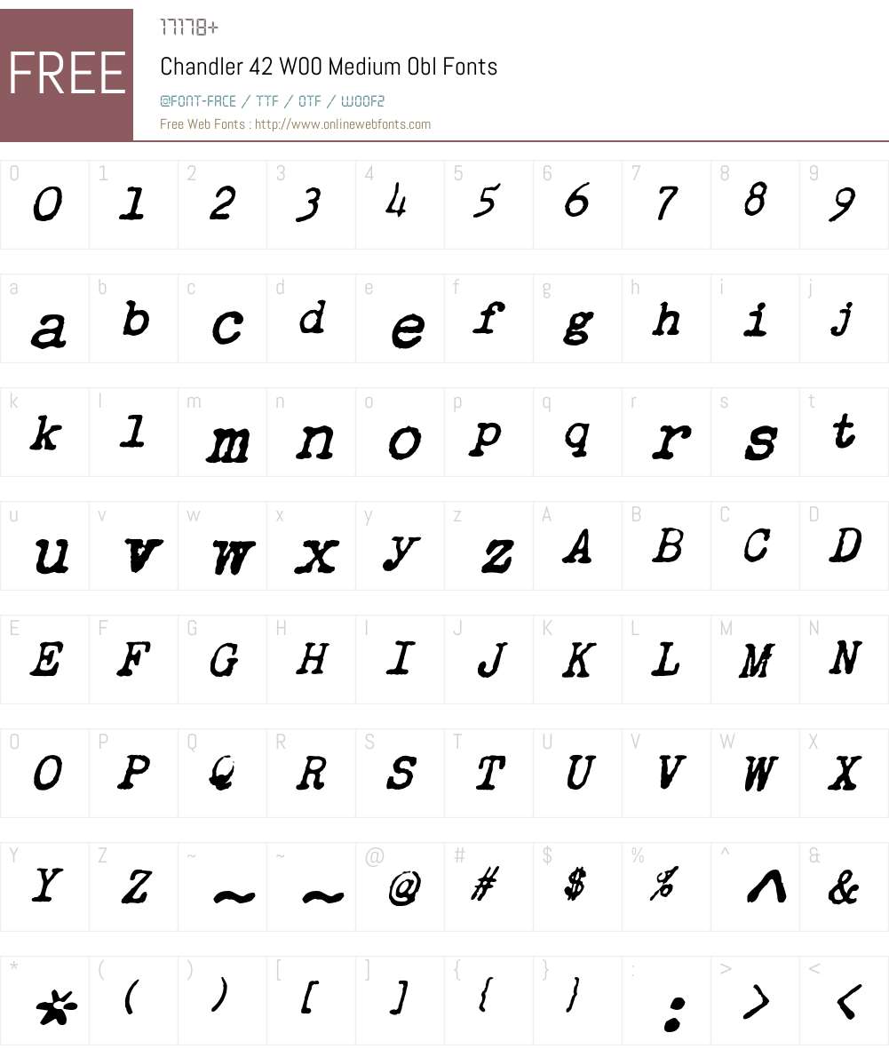 Chandler42W00-MediumObl Font Screenshots