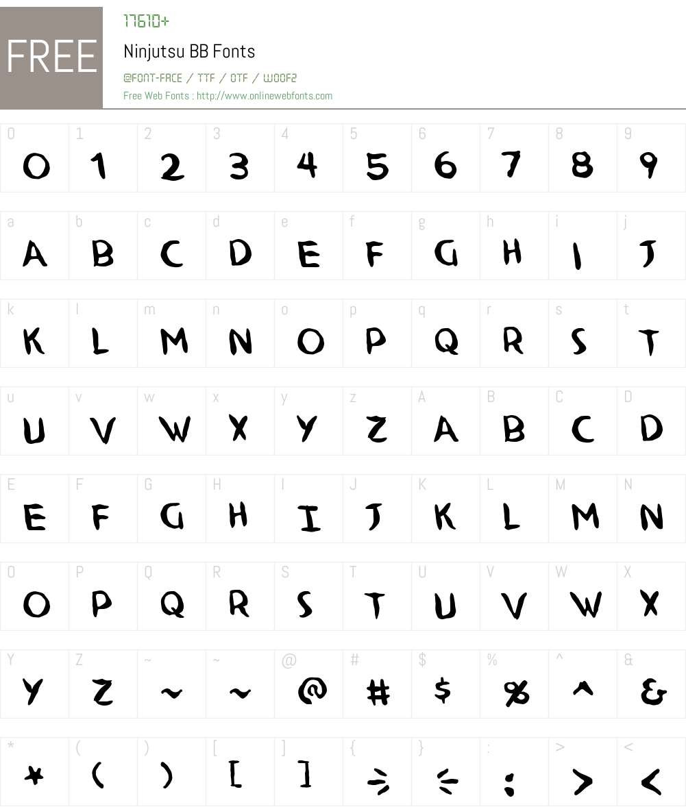 Ninjutsu BB Font Screenshots