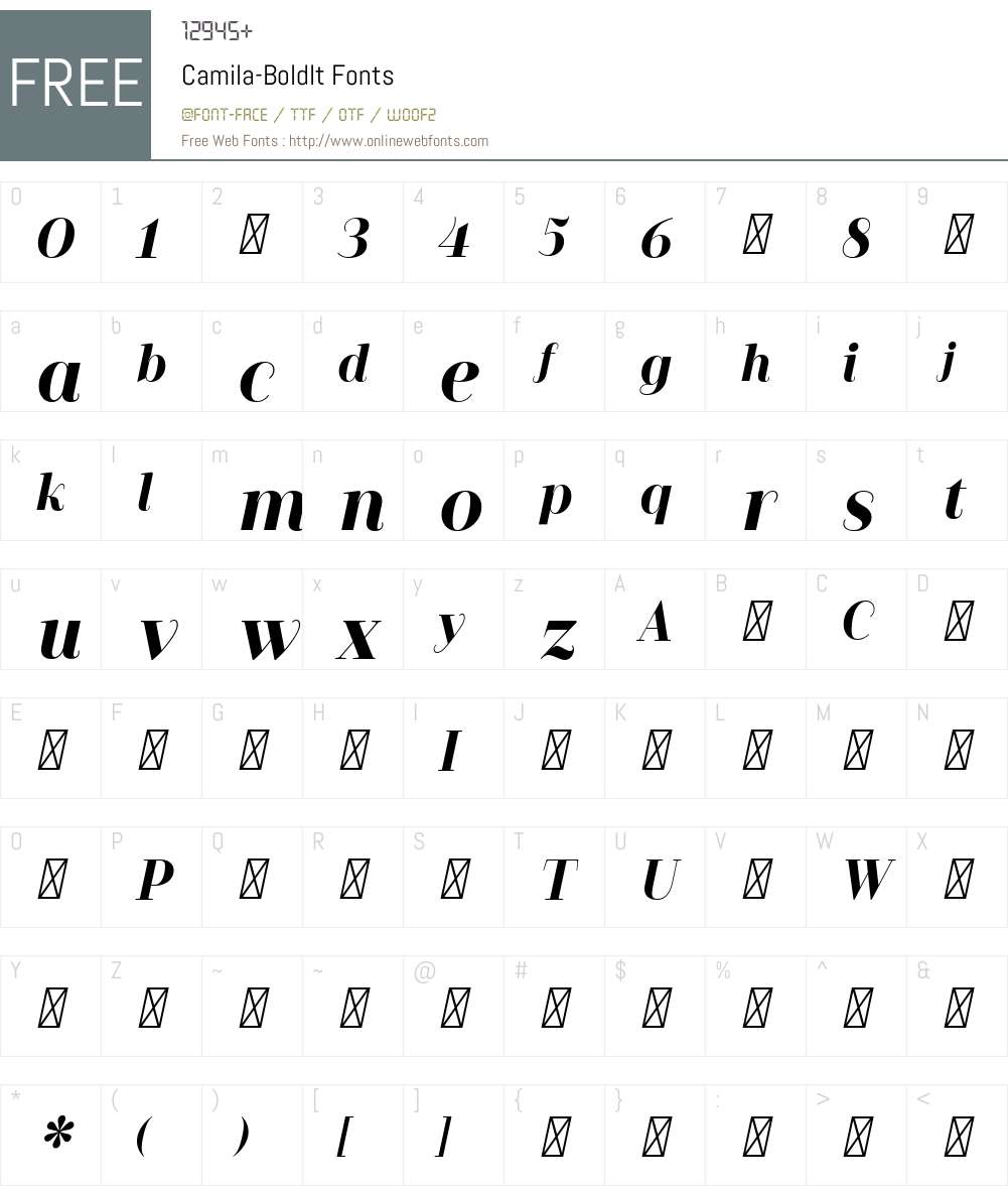 Camila-BoldIt Font Screenshots