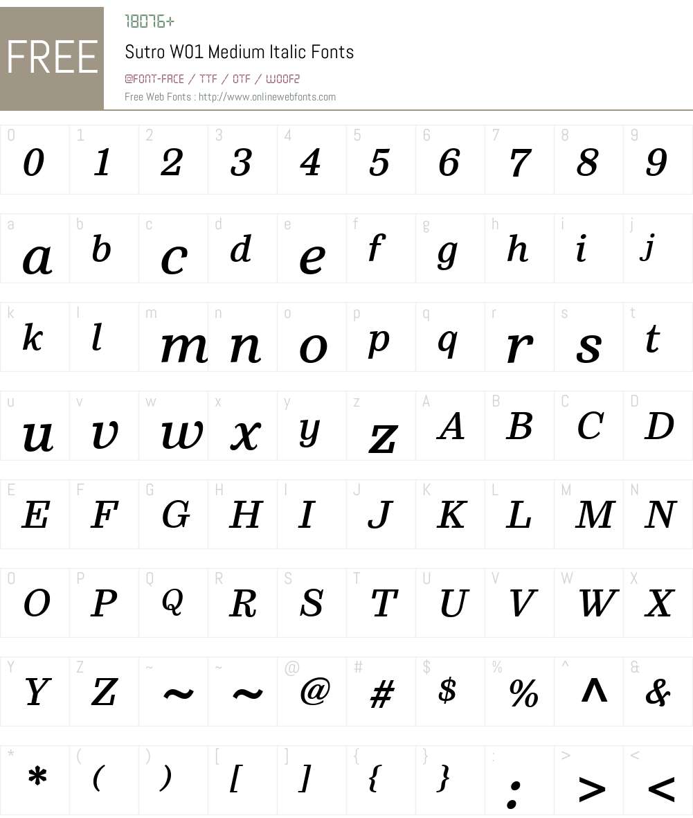 SutroW01-MediumItalic Font Screenshots