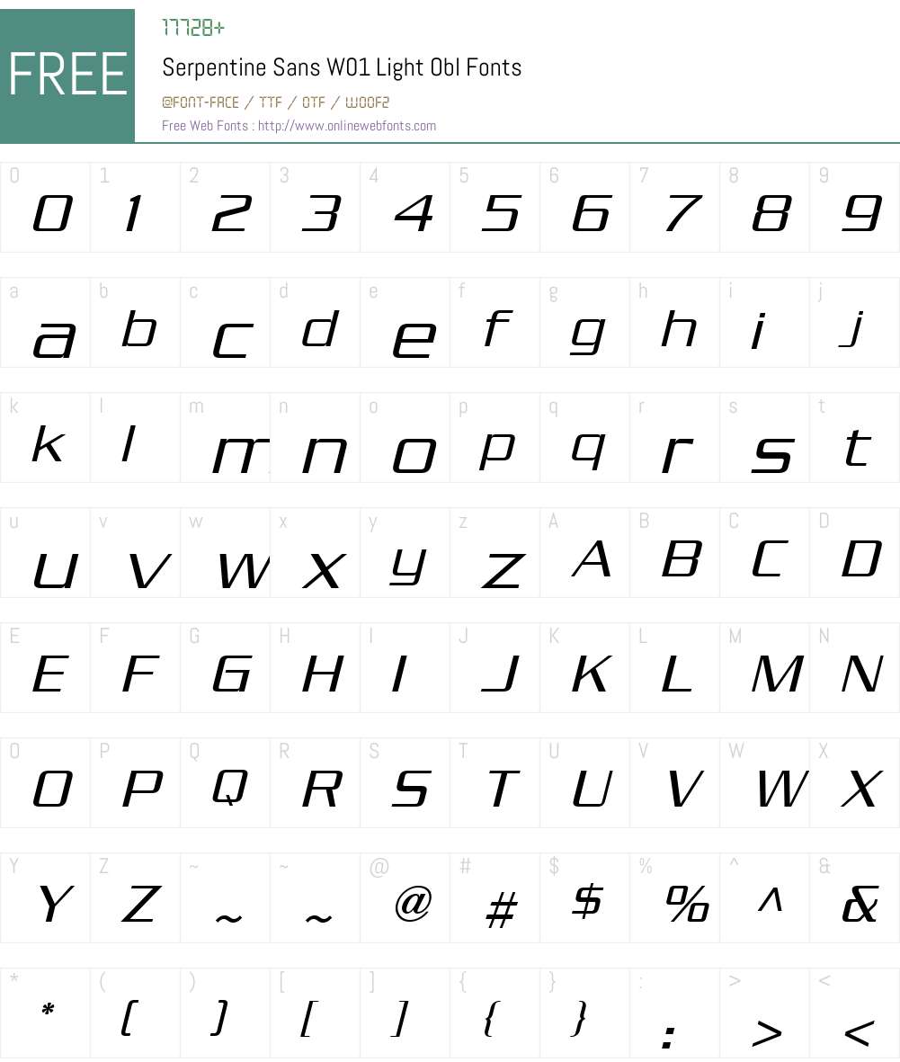 SerpentineSansW01-LightObl Font Screenshots