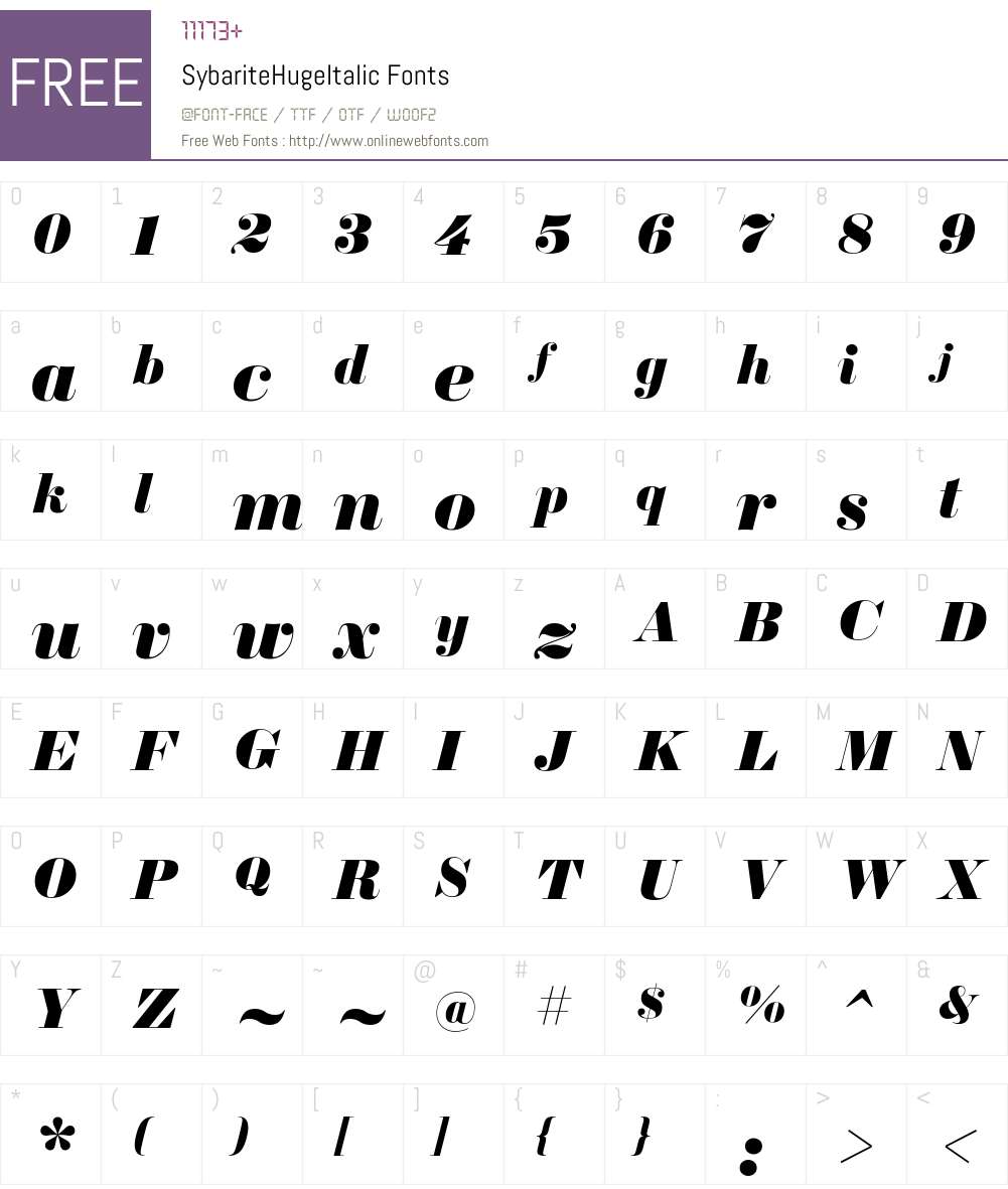 Sybarite Huge Font Screenshots