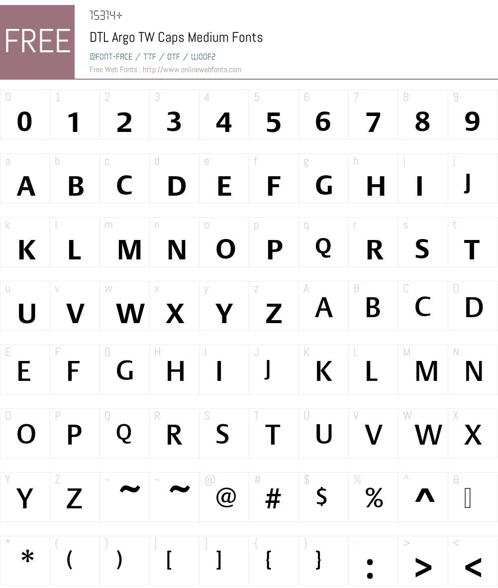 DTL Argo TW Caps Medium Font Screenshots