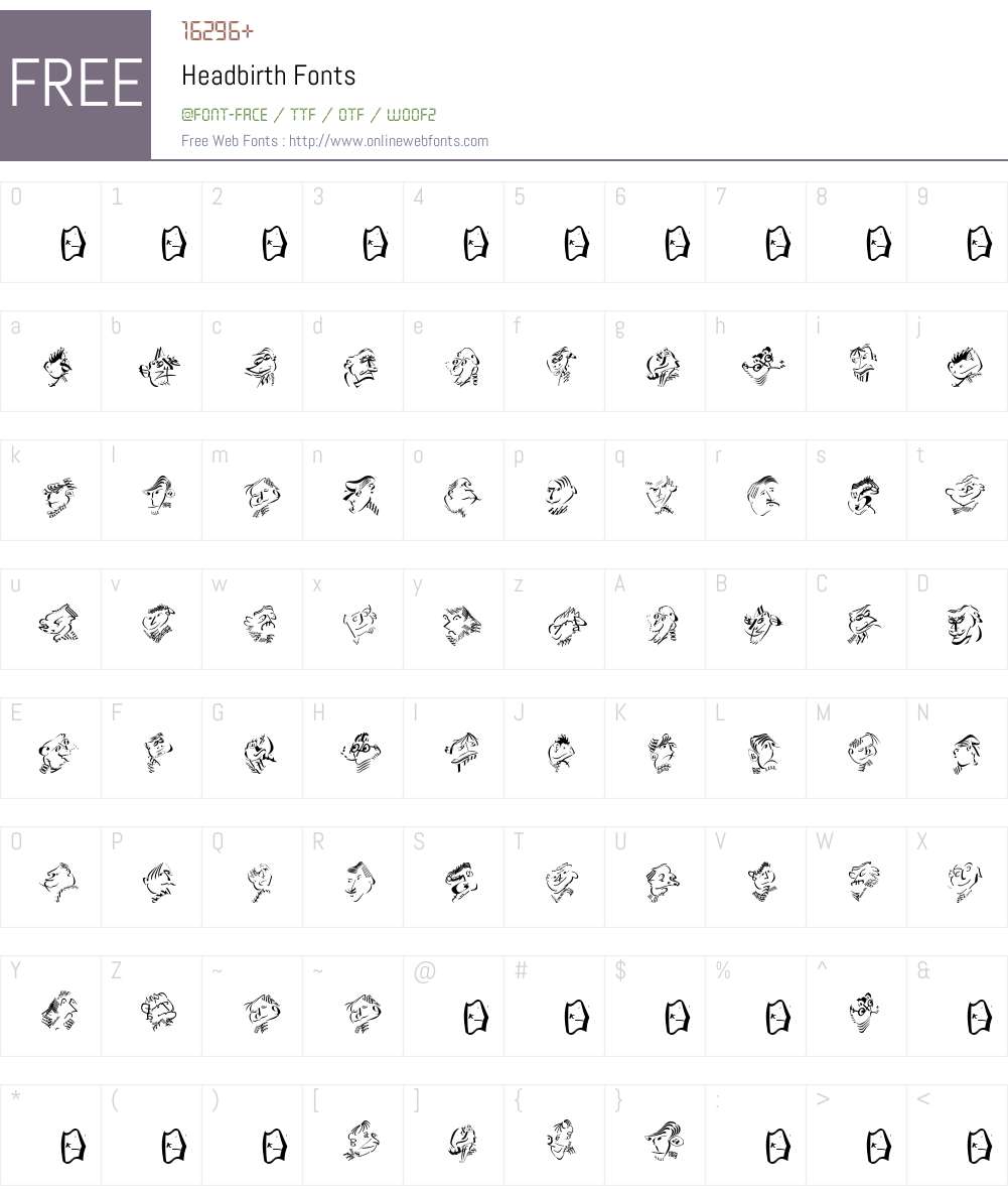 Headbirth Font Screenshots