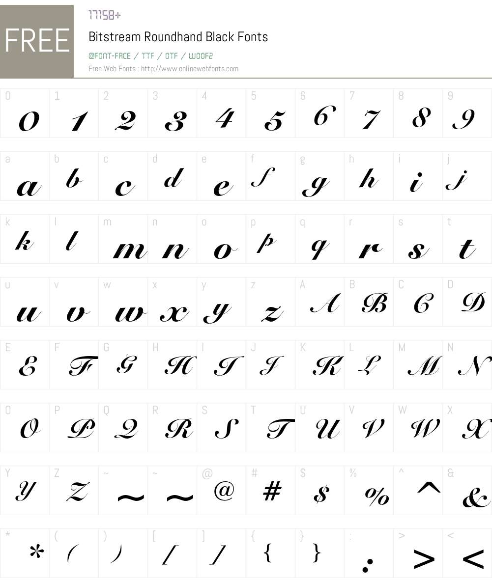 Bitstream Roundhand Font Screenshots