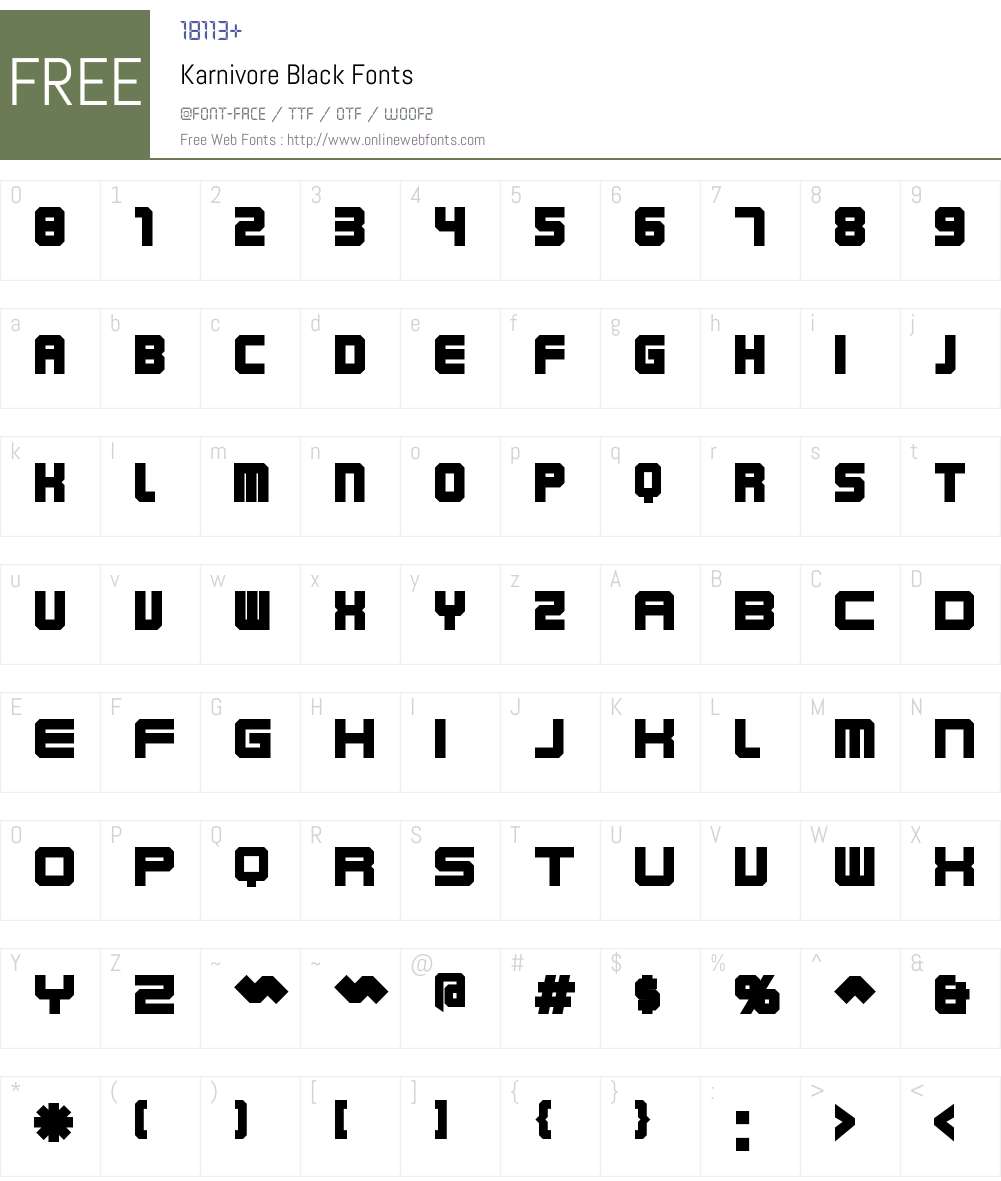 Karnivore Black Font Screenshots