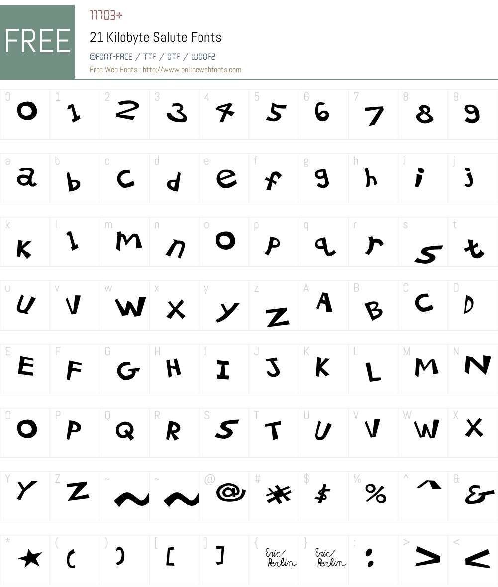21 Kilobyte Salute Font Screenshots