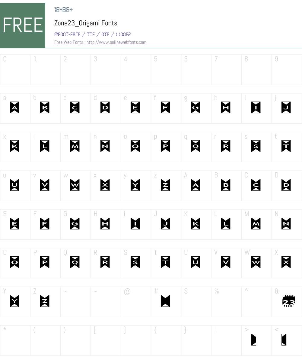 Zone23_Origami Font Screenshots