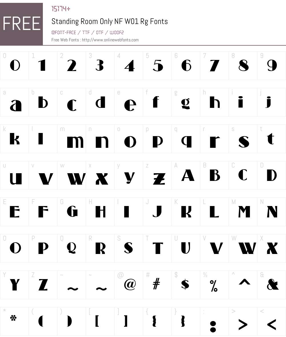 StandingRoomOnlyNFW01-Rg Font Screenshots