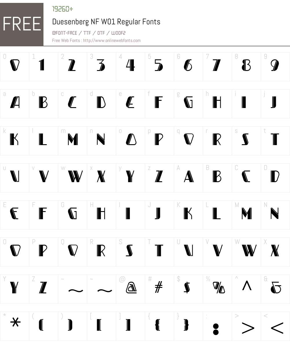 DuesenbergNFW01-Regular Font Screenshots