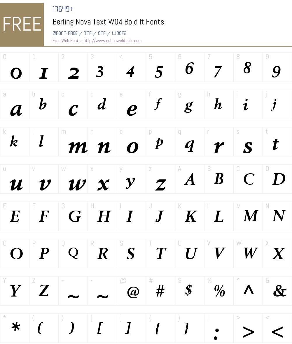 BerlingNovaTextW04-BoldIt Font Screenshots