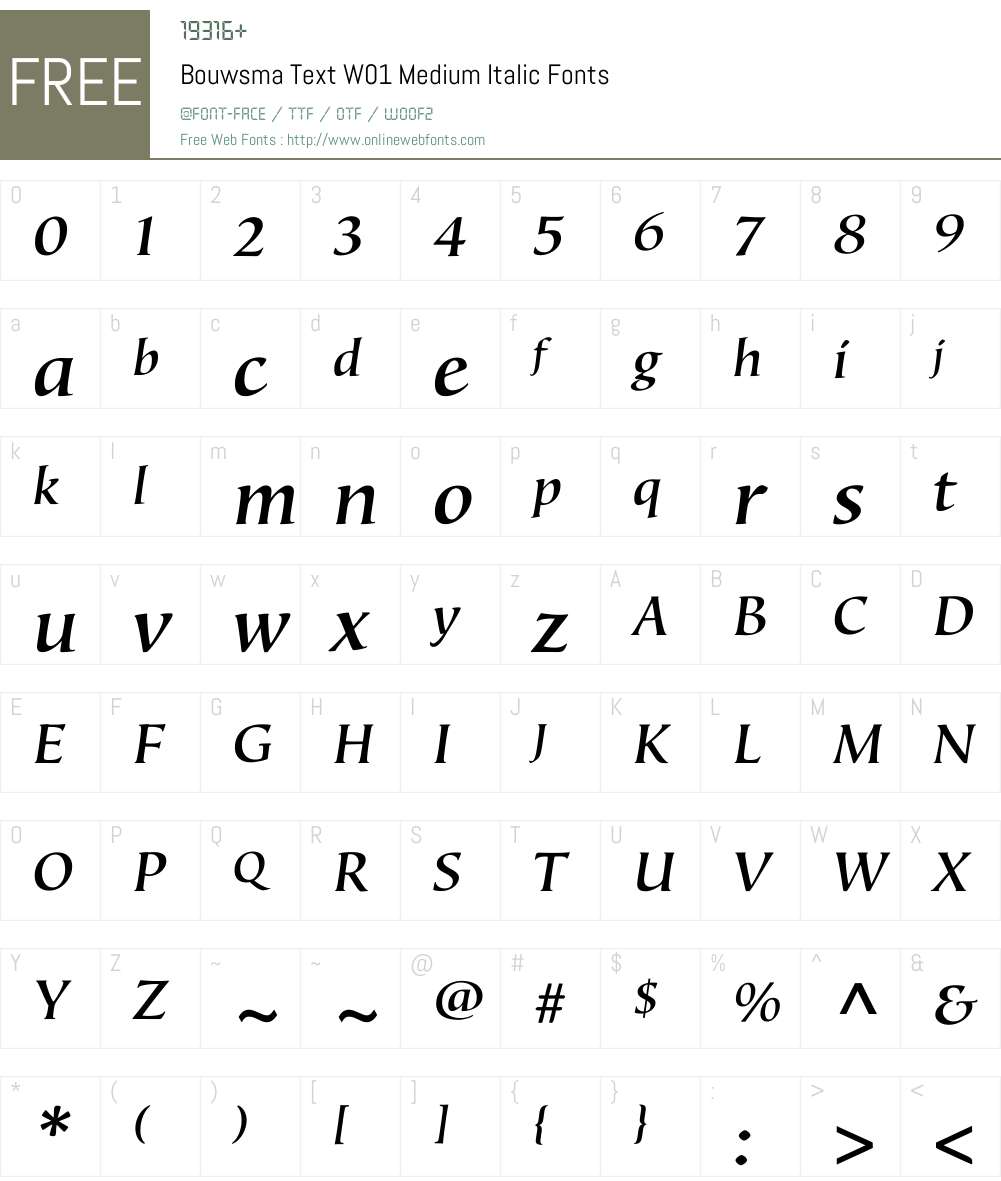 BouwsmaTextW01-MediumItalic Font Screenshots