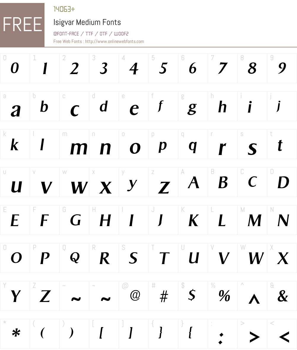 Isigvar Font Screenshots