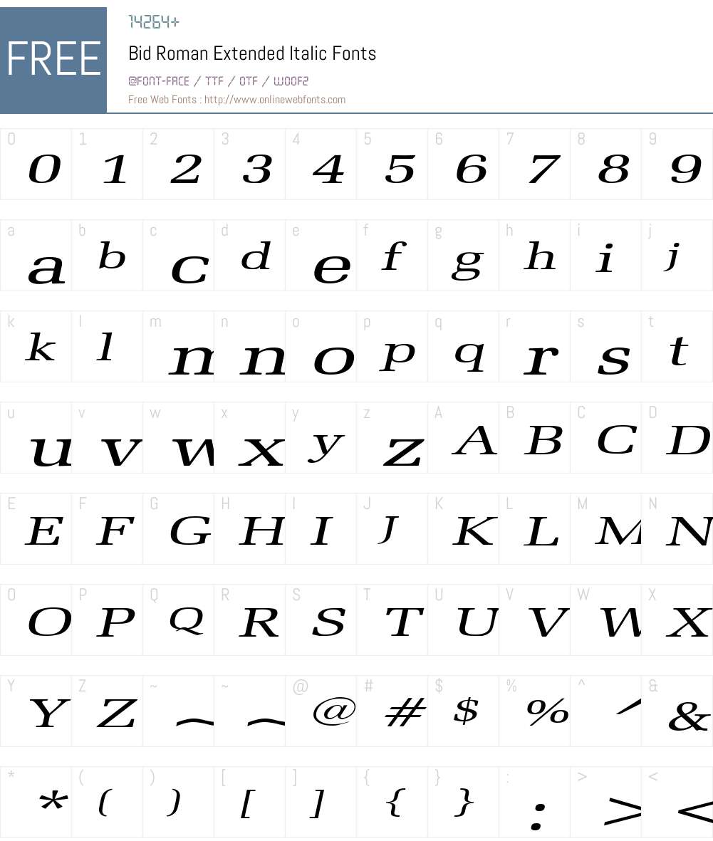 Bid Roman Extended Font Screenshots