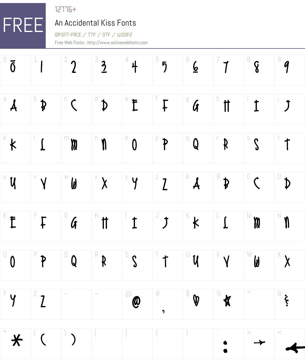 An Accidental Kiss Font Screenshots