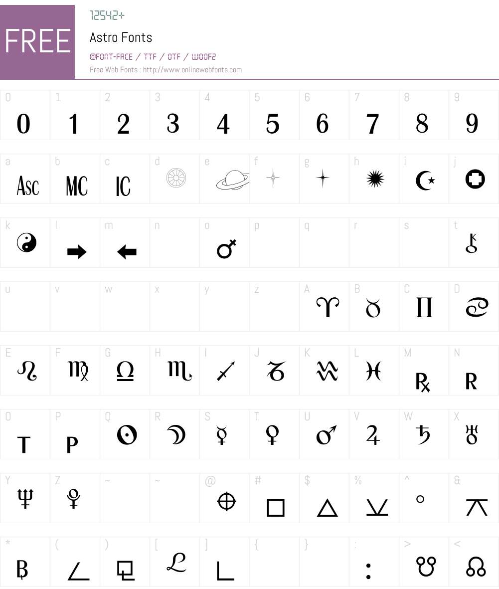 Astro Font Screenshots