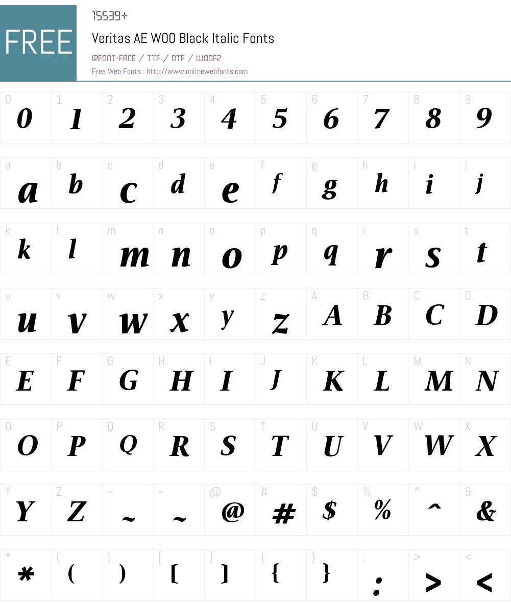 VeritasAEW00-BlackItalic Font Screenshots