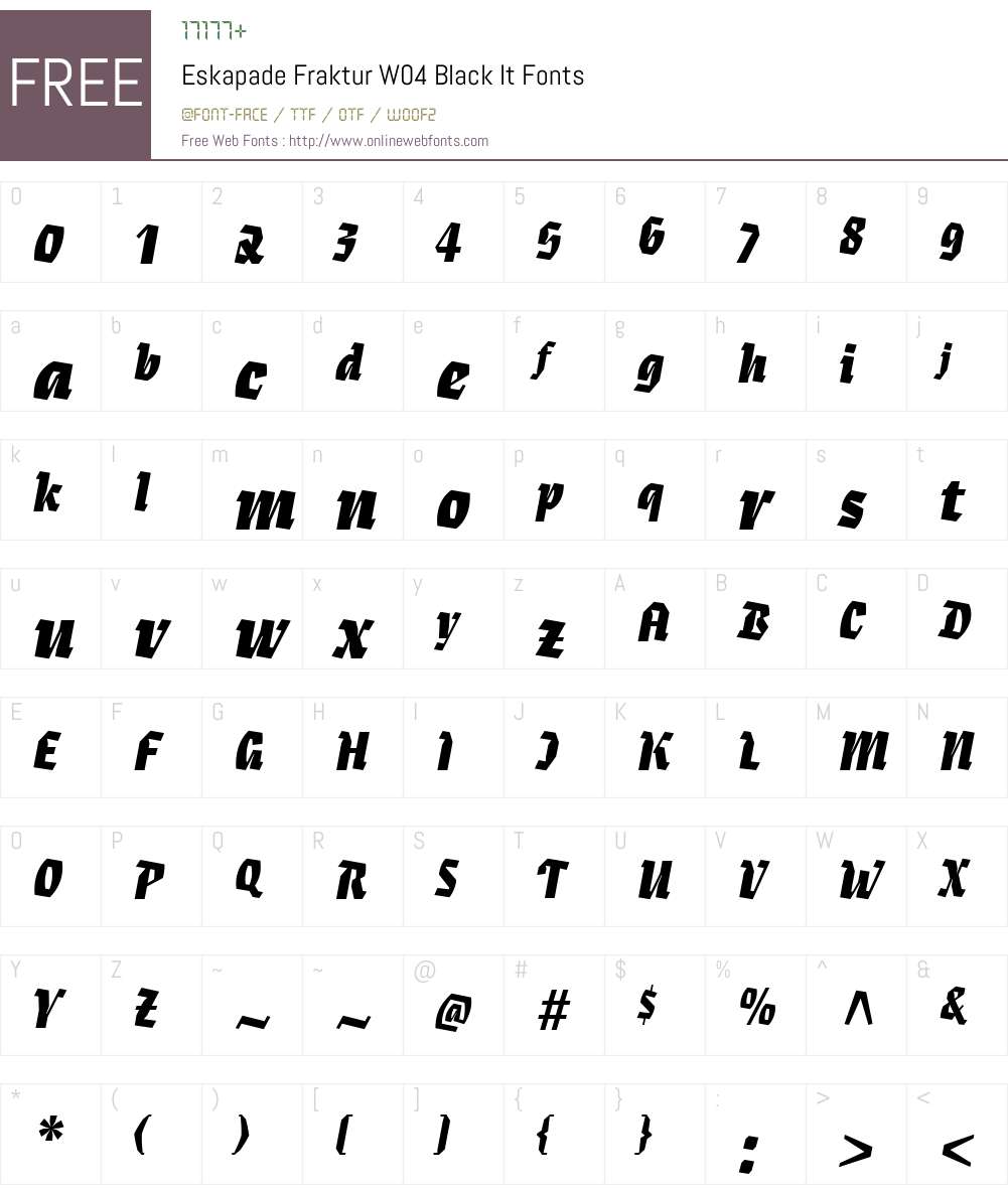 Eskapade Font Screenshots
