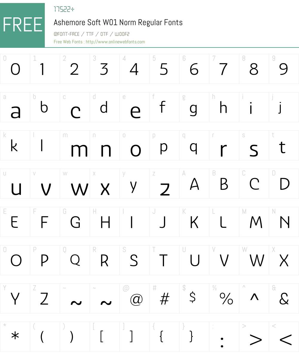 AshemoreSoftW01-NormRegular Font Screenshots